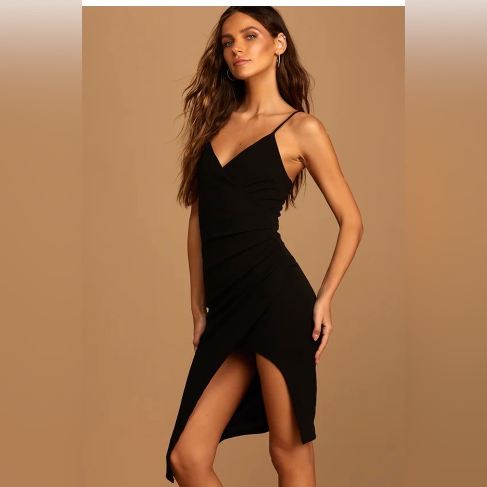 Lulus Made to Wow Black Surplice Asymmetrical Dress